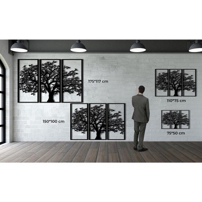 Tree of Life Black Metal 3-Panel Wall Art