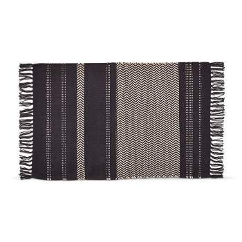 tagltd Mason Chevron Black Stripe with Tassels Cotton Indoor Rug, Machine Washable,24L x 36W inches