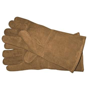 Panacea Versatile Breathable Design 1 Size Fits All Fireplace Hearth Gloves for Indoor and Outdoor Firepits Shields Splinters and Burns, Brown