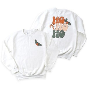 Simply Sage Market Women's Graphic Sweatshirt Retro Ho Ho Ho Front and Back - 1 of 4