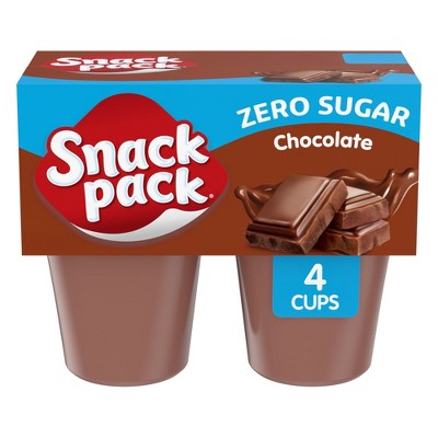 Snack Pack Zero Sugar Chocolate Pudding, Lunchbox Snack, 3.25 oz Pudding Cups, 4 Count, Pack of 4