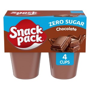 Snack Pack Zero Sugar Chocolate Pudding, Lunchbox Snack, 3.25 oz Pudding Cups, 4 Count, Pack of 4 - 1 of 4