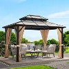 10' x 13' Hardtop Gazebo Metal Gazebo Aluminum Frame, Double Galvanized Steel Roof Curtains Netting Included Pergolas for Patios Garden Parties Khaki - 4 of 4