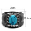 Slickblue IP Light Black Men's Ring – Oval Sea Blue Turquoise in Square Setting with Clear Accents, Sizes 8–13 - 2 of 4