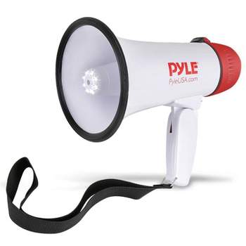 Pyle Quadratisches Megafon Bullhorn, 100 W, leichtes und tragbares lautes  Lufthorn mit Aux (3,5 mm) Eingang für MP3/Musik, automatische Sirene
