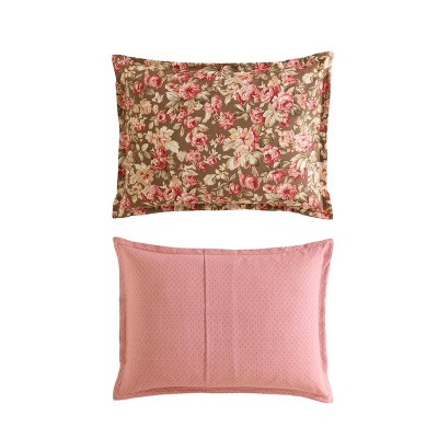 Twin Brown Cotton Reversible Floral Comforter Set