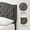 Full Size Upholstered Bed Frame with Adjustable Headboard Button-Tufted Wing Back Headboard - 3 of 4