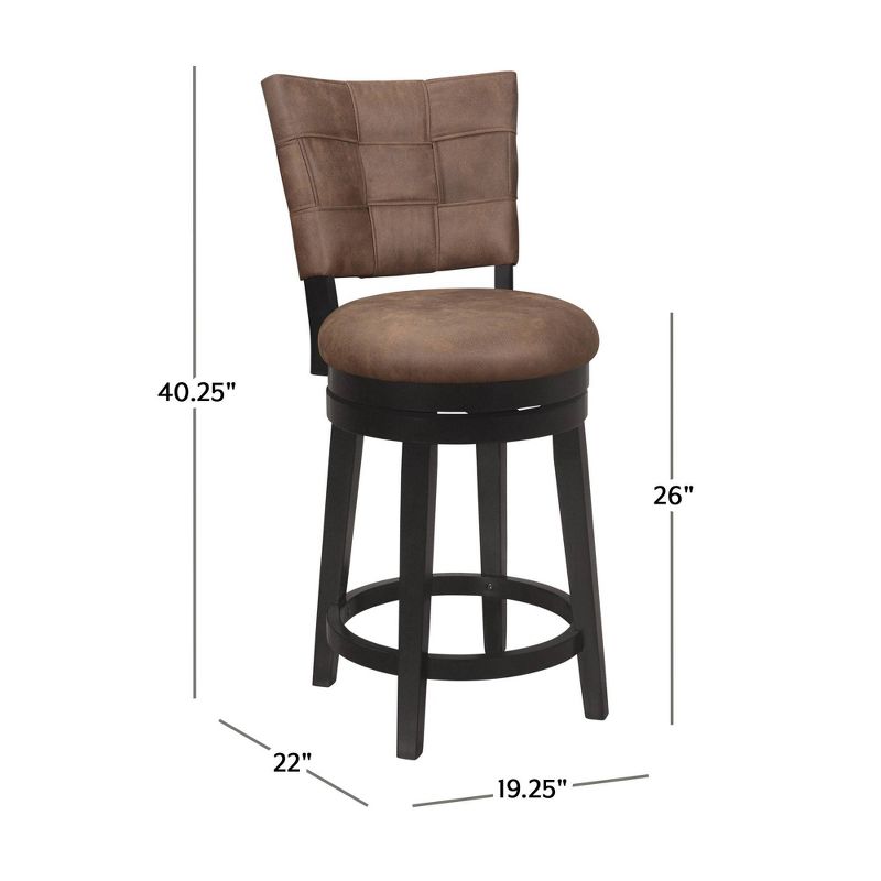 26&#34; Kaede Wood and Upholstered Swivel Counter Height Barstool Black/Chestnut - Hillsdale Furniture, 4 of 12