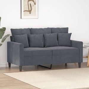 2-seater Sofa Dark grey Velvet (100% polyester), metal, textilene - 1 of 4