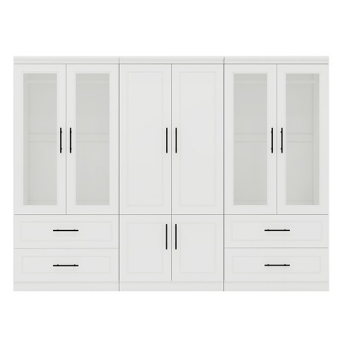 Keloyid White Wood 94.5 in. Armoire with 4 Drawers and 8 Doors - image 1 of 4