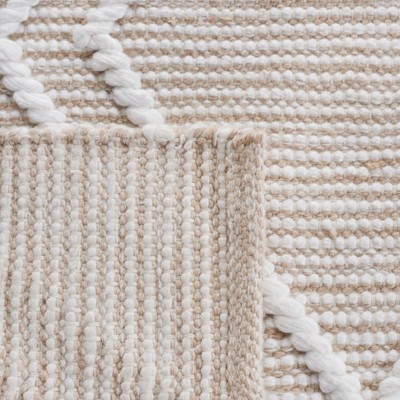 Natural Ivory Kilim Flatweave Geometric Wool Rug, 8' x 10'