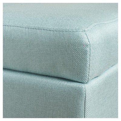 Light Blue Tufted Fabric Storage Ottoman Bench