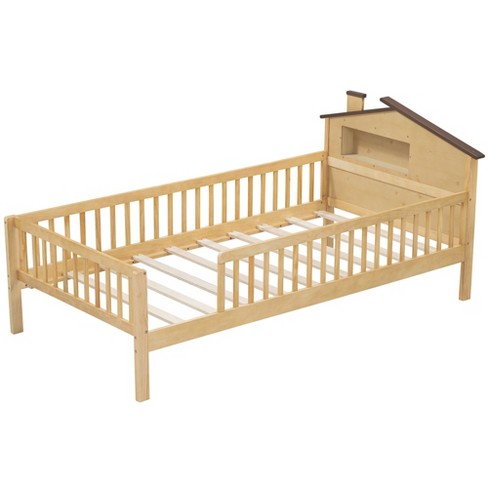 NicBex Twin/Full Size Wood Platform Bed with House-shaped Headboard and LED Lights for Adults/Boys/Girls - image 1 of 4