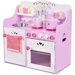 Infans Kids Wooden Play Set Strawberry Pretend Cooking Playset Kitchen Toy Toddler New - 1 of 4