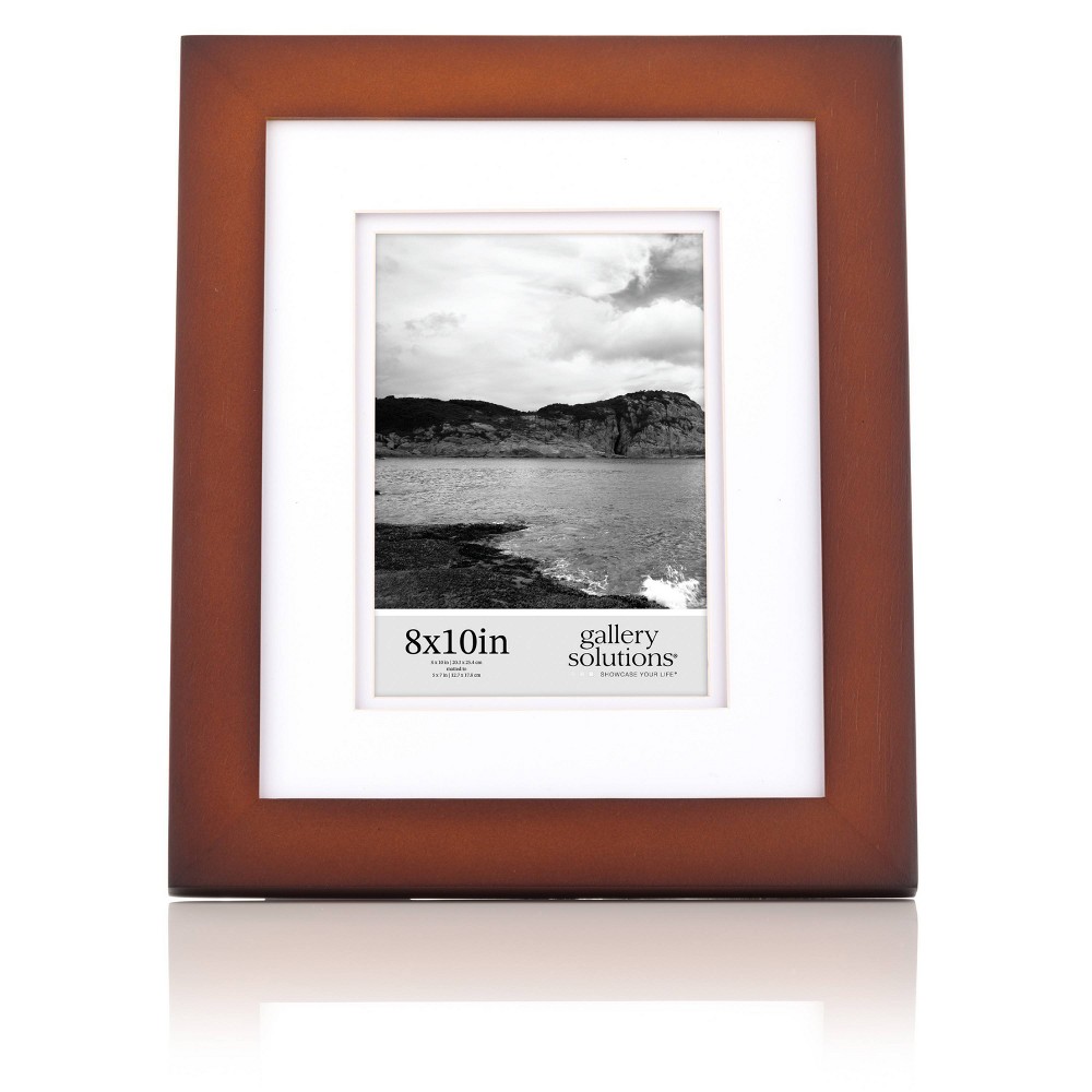 Photos - Photo Frame / Album Gallery Solutions 8"x10" Flat Walnut Tabletop Wall Frame with Double White