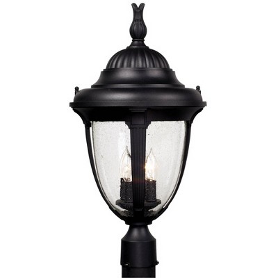 John Timberland Outdoor Post Light Fixture Black Colonial 24 1/2" Seeded Glass for Exterior Garden Yard Patio Driveway