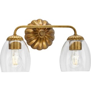 Progress Lighting Quillan 2-Light Vanity Light, Gold Ombre, Clear Glass Shades: Elegant, versatile, and artisanal, perfect for modern and transitional - 1 of 3