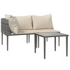 vidaXL 3 Piece Patio Lounge Set with Cushions Gray Poly Rattan - 3 of 4