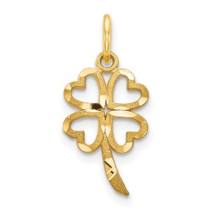 Black Bow Jewelry 14k Yellow Gold Four Leaf Clover Charm or Pendant, 10mm (3/8 inch) - 1 of 4