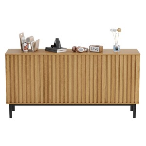 Sideboard Buffet Cabinet with Storage, Wooden Storage Cabinet with Fluted Doors and Adjustable Shelf, Coffee Bar for Kitchen, Dining Room, Living Room - 1 of 4
