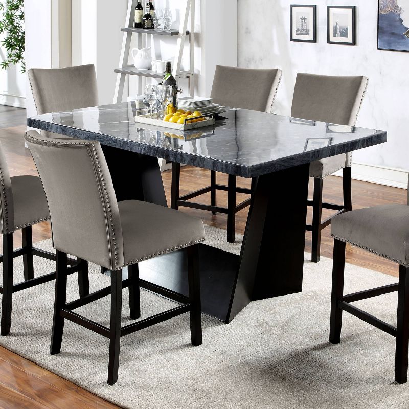70&#34; Westlie Rectangular Genuine Marble Top Counter Height Table Gray/Black - HOMES: Inside + Out, 3 of 6