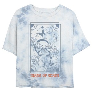 Juniors Womens Lost Gods Made of Stars Butterfly Tarot Crop T-Shirt - 1 of 4