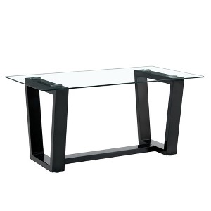 NicBex 63 Inch Rectangle Dining Table with Tempered Glass Tabletop and MDF Trapezoid Bracket for 6 to 8,Living Meeting Room - 1 of 4