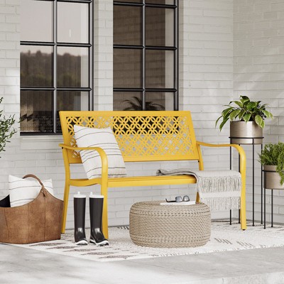 GRANDPATIO Carved-back Floral Garden Bench