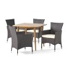 Christopher Knight Home Coronados Outdoor Acacia Wood and Wicker 5 Piece Dining Set with Cushions - 2 of 4