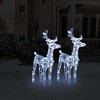 vidaXL Christmas Reindeers Xmas Decoration Light Display with LEDs Acrylic - Cold White 2-Pack - 2 of 4