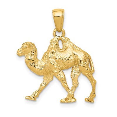 Black Bow Jewelry 14k Yellow Gold 3D Textured Camel Pendant