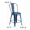 Flash Furniture Commercial Grade 24" High Distressed Metal Indoor-Outdoor Counter Height Stool with Back - 4 of 4