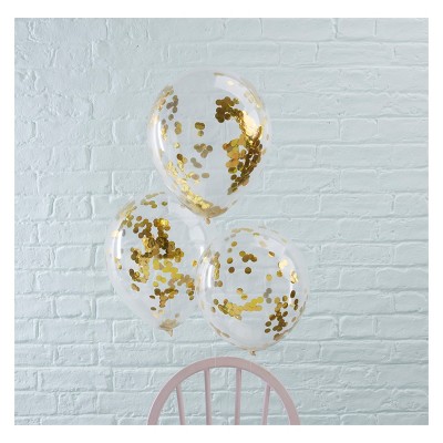 5ct Ginger Ray Gold Confetti Filled Balloons Pick And Mix