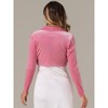 INSPIRE CHIC Women's Long Sleeve Lapel Collar Velvet Open Front Cropped Cardigan - 3 of 4