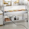 VEVOR Commercial Food Warmer,8 Pans + 2 Pots Electric Steam Table, 1800W Professional Buffet Catering Food Warmer with Shield Undershelf Wheels,Silver - 2 of 4
