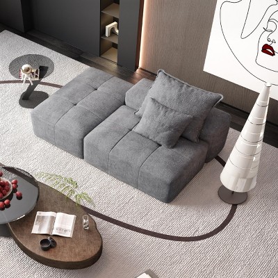 Oversized Modern Modular Sofa, DIY Layout Design Sofa with Ottoman, Tufted Sofa with Foam Filling Cushion and Pillows-Coolbibila