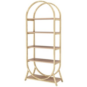 Gulches 5-Tier Bookshelf, 70.8" Open Arched Bookcase Display Rack - 1 of 2