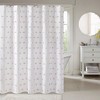 Okak Polka Dot Cotton Jacquard Pom Pom Shower Curtain with Button Holes,Machine Washable Bathroom Decor,72" - 2 of 4