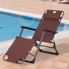 Resenkos Lounge Chair Outdoor, Patio Lounge Chair,Folding Chaise Lounge Chair for Outside, 2-in-1 Tanning Chair with Pillow & Pocket, Red - 3 of 4