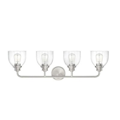 Satin Nickel 4-Light Vanity with Clear Glass Shades