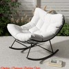 Outdoor Balcony Papasan Rocking Chair, Oversized Rocking Chair w/ Sturdy Metal Frame, Patio Rattan Egg Rocker - 3 of 4