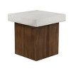 Outdoor Patio MGO Square Side Table,Coffee Table With Faux Stone Texture Tabletop And Natural Wood Frame,No Assembly-Coolbibila - 3 of 4