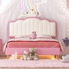 Twin Size Upholstered Platform Bed with Crown Headboard and Light Strips - 3 of 4