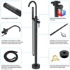 DOMETOUR Freestanding Bathtub Faucet Tub Floor Mount Bathroom Faucets Brass Single Handle with Hand Shower High Flow Rate Max 6 GPM (Matte Black) - 2 of 4