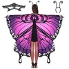 SYNCFUN Women's Halloween Costume Butterfly Wing Cape Shawl with Lace Mask and Black Velvet Antenna Headband for Halloween  Dress Up Party- Purple - 2 of 4