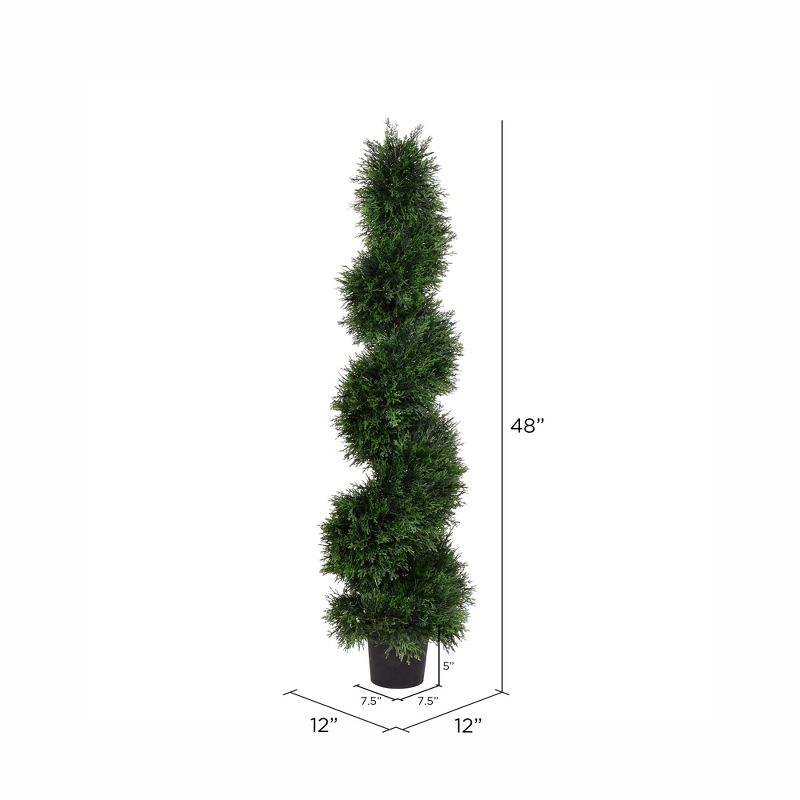 Vickerman Artificial Cedar Spiral Topiary In Pot UV, 3 of 8