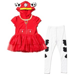 PAW Patrol Girls Hooded Cosplay T-Shirt Dress and Leggings Outfit Set Little Kid - 1 of 4
