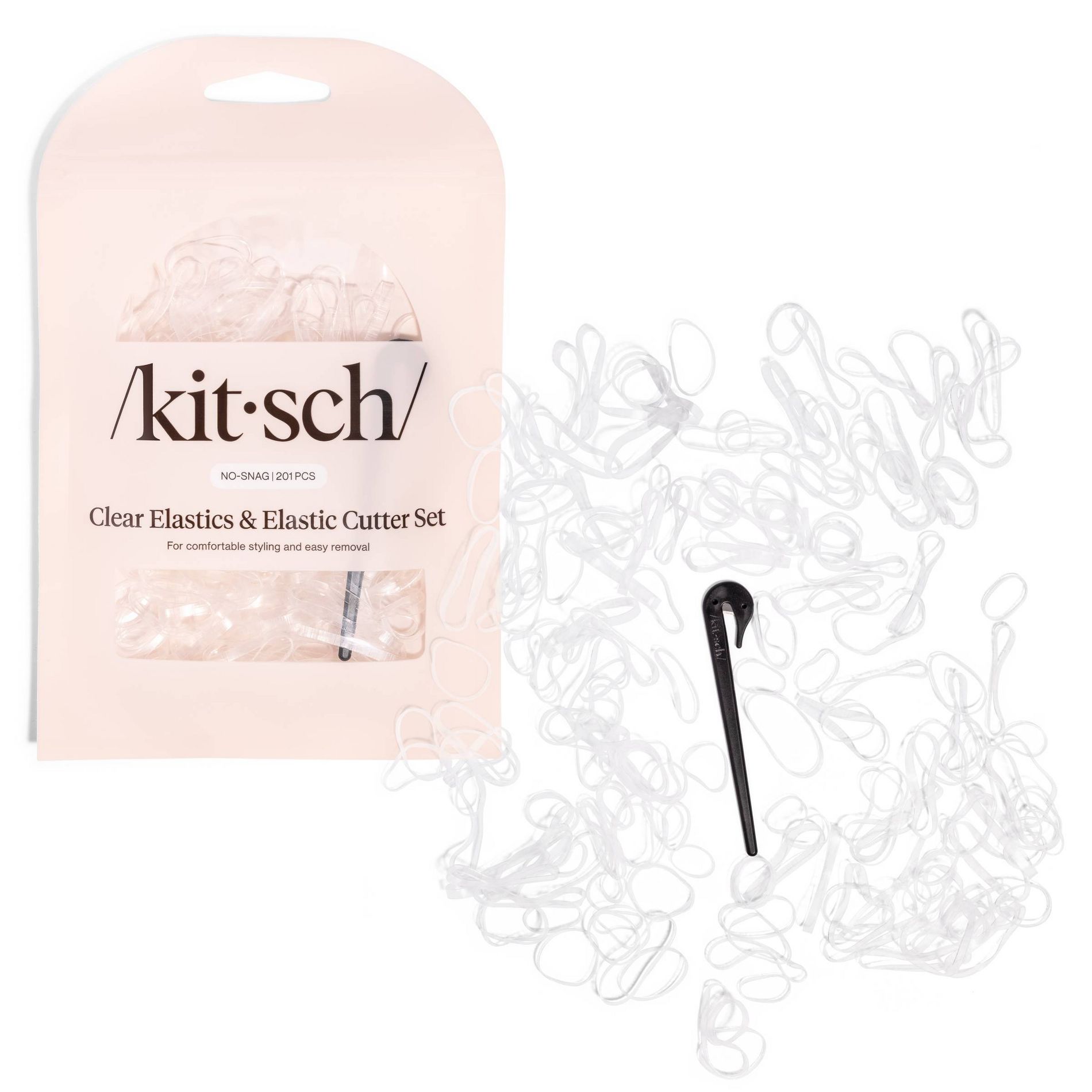 Kitsch No-Snag Clear and Recycled Plastic Hair Elastic - 200ct