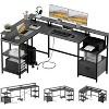 L Shaped Office Desk - 76" Reversible L Shaped Computer Desk Office Desk with Power Outlet and File Drawer Gaming Desk with Monitor Shelf Desk - 2 of 4