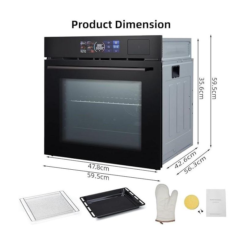 24" Electric Single Wall Oven 2.5CF Convection Oven With View Window & LED Screen, 2 of 8